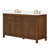 Custom image for Dark Walnut with Brushed Gold Trim / White Cultured Marble / No Mirror