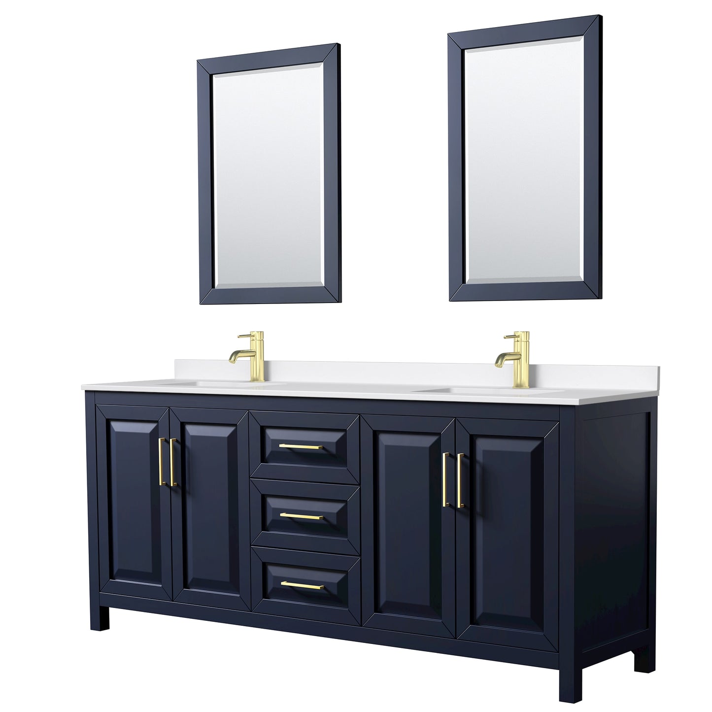 Daria Bathroom Vanity with Countertop 80 inch Double Sink Single hole Faucet Setup