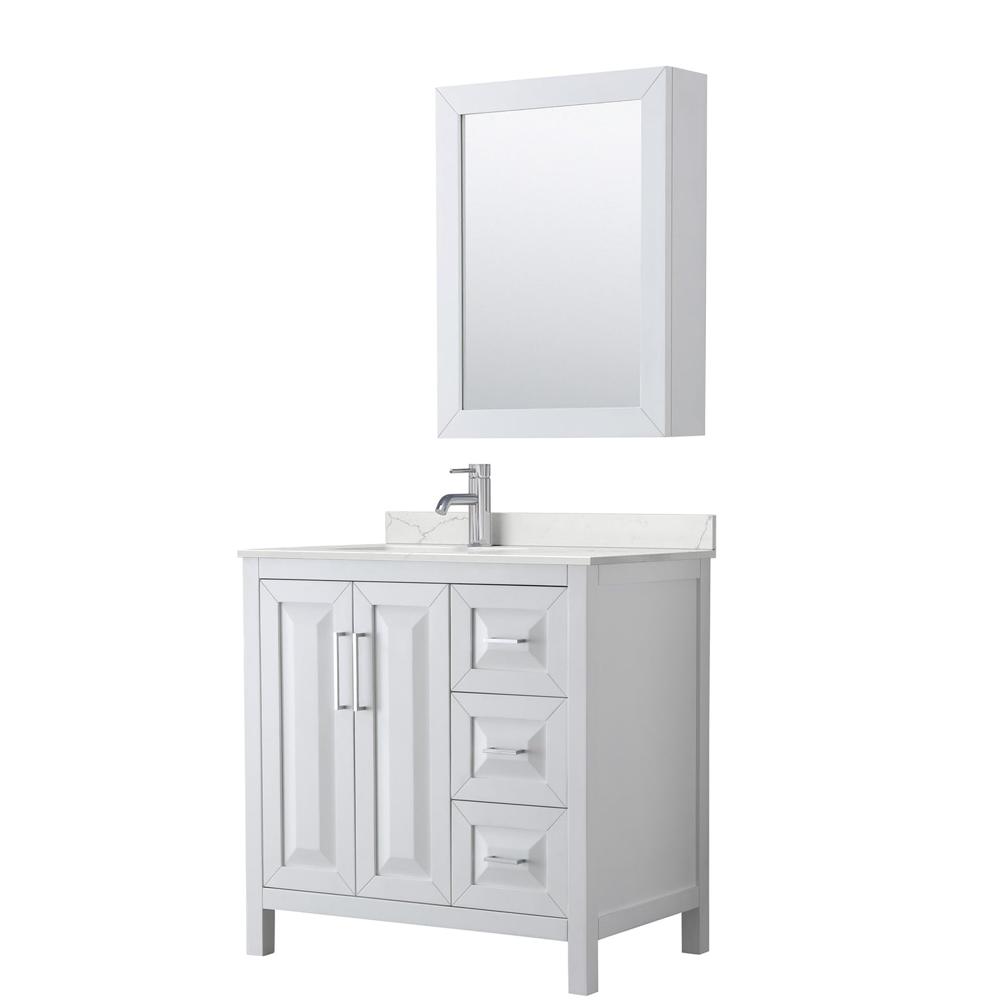 Daria Bathroom Vanity with Countertop 36 inch Single Sink Single hole Faucet Setup
