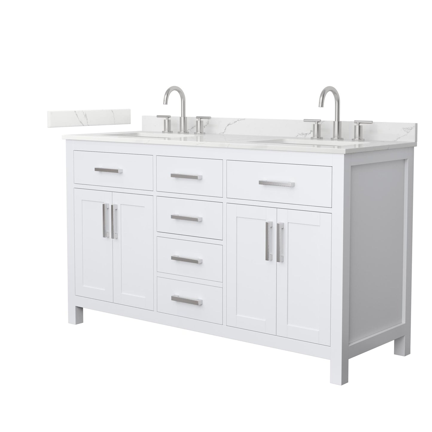 Beckett Bathroom Vanity with Countertop 60 inch Double Sink 3-hole Faucet Setup