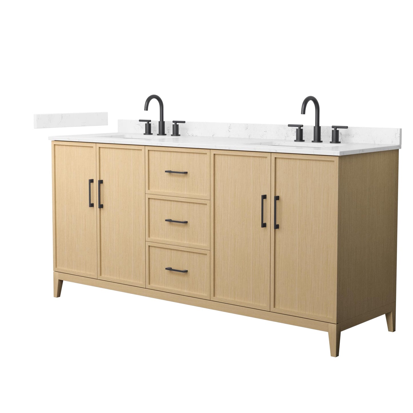 Elan Bathroom Vanity with Countertop 72 inch Double Sink 3-hole Faucet Setup