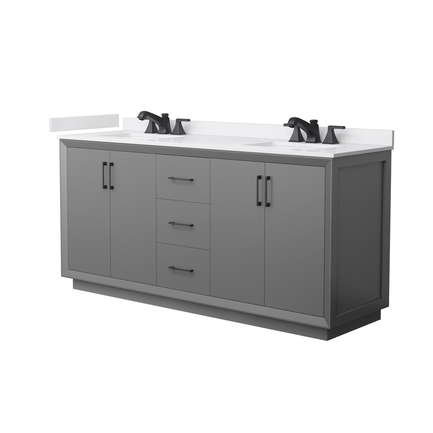 Strada Bathroom Vanity with Countertop 72 inch Double Sink 3-hole Faucet Setup