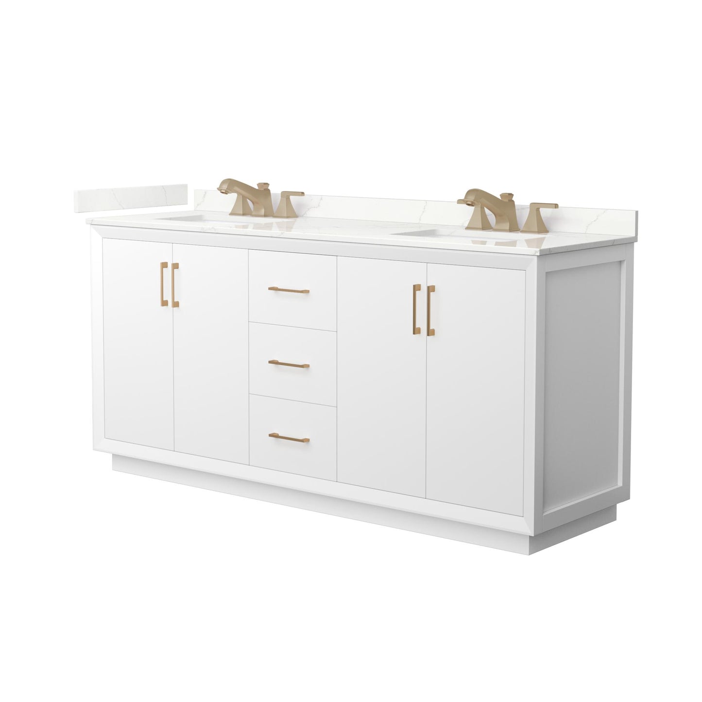 Strada Bathroom Vanity with Countertop 72 inch Double Sink 3-hole Faucet Setup