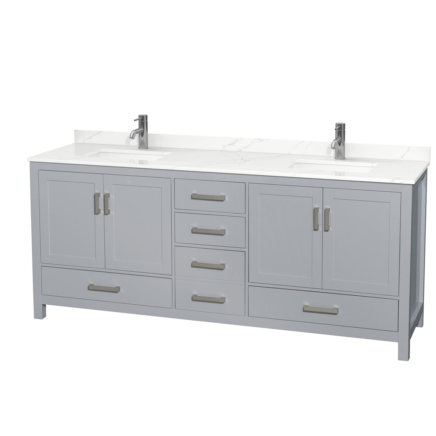Sheffield Bathroom Vanity with Countertop 80 inch Double Sink Single hole Faucet Setup