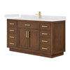 Custom image for Dark Oak with Brushed Gold Trim / Carrara Cultured Marble / No Mirror