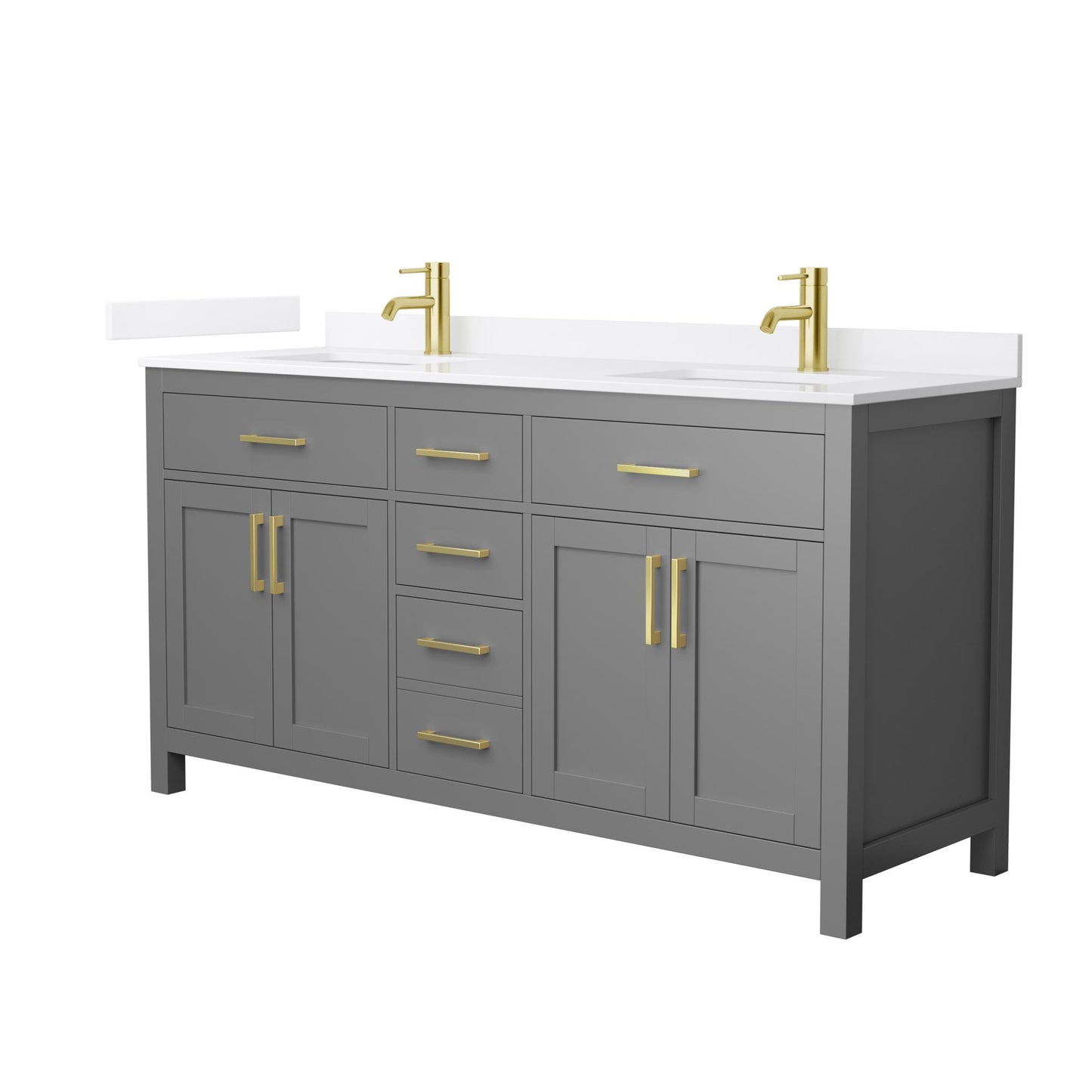 Beckett Bathroom Vanity with Countertop 66 inch Double Sink Single hole Faucet Setup