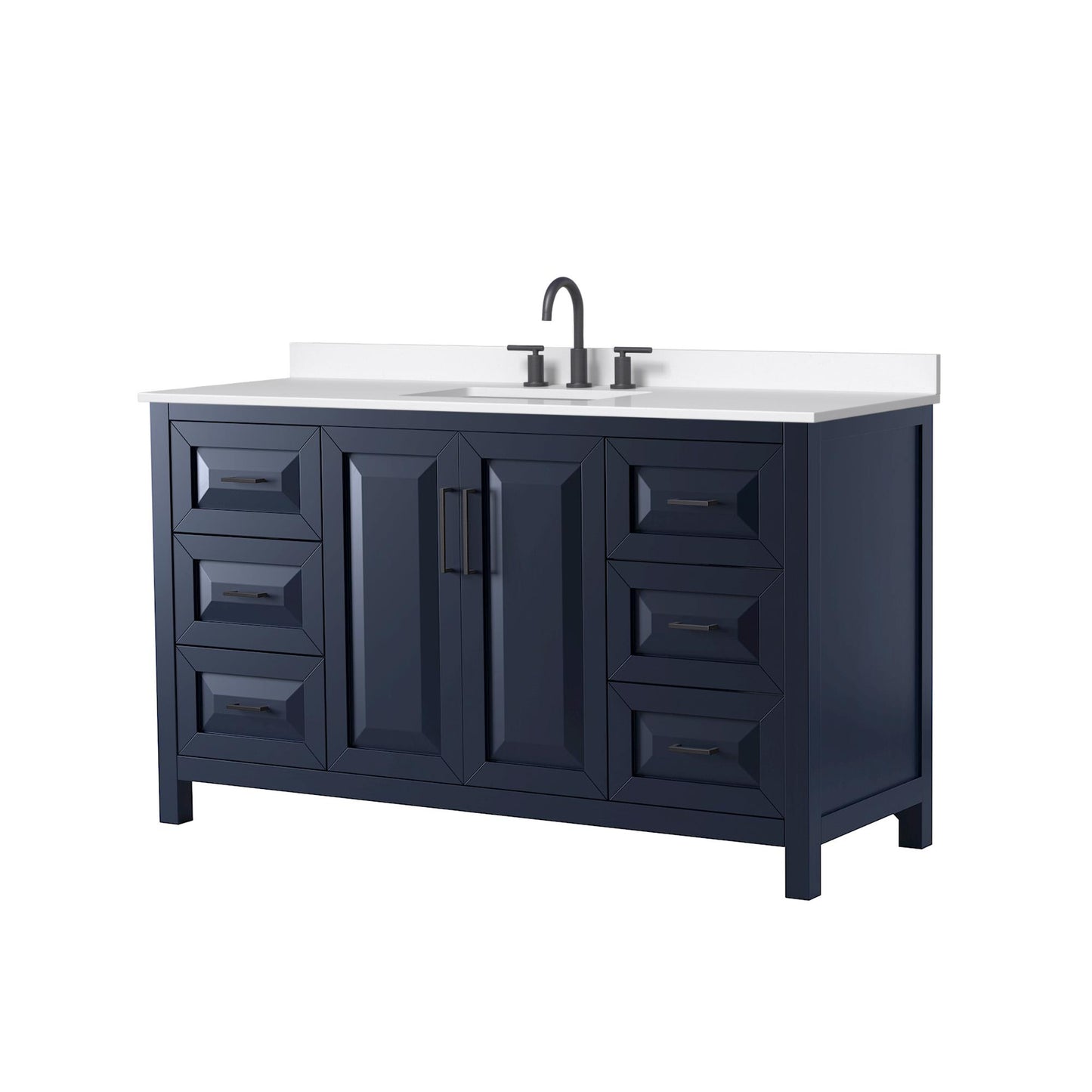 Daria Bathroom Vanity with Countertop 60 inch Single Sink 3-hole Faucet Setup