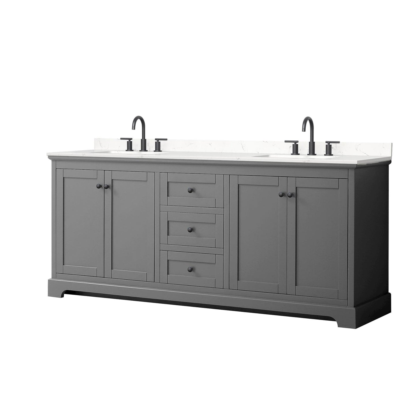Avery Bathroom Vanity with Countertop 80 inch Double Sink 3-hole Faucet Setup