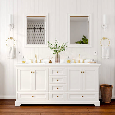 Deborah Bathroom Vanity with Countertop 72 inch Double Sink 3-hole Faucet Setup