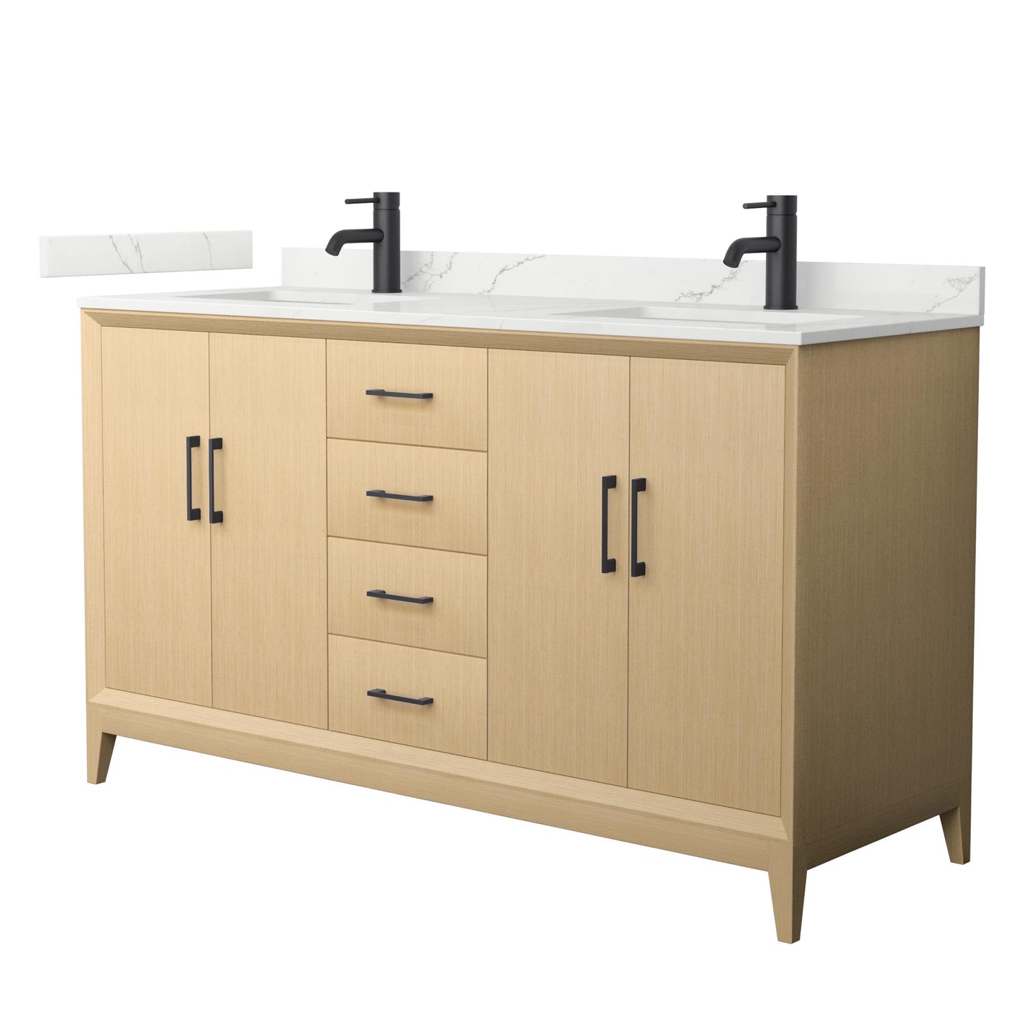 Janna Bathroom Vanity with Countertop 60 inch Double Sink Single hole Faucet Setup