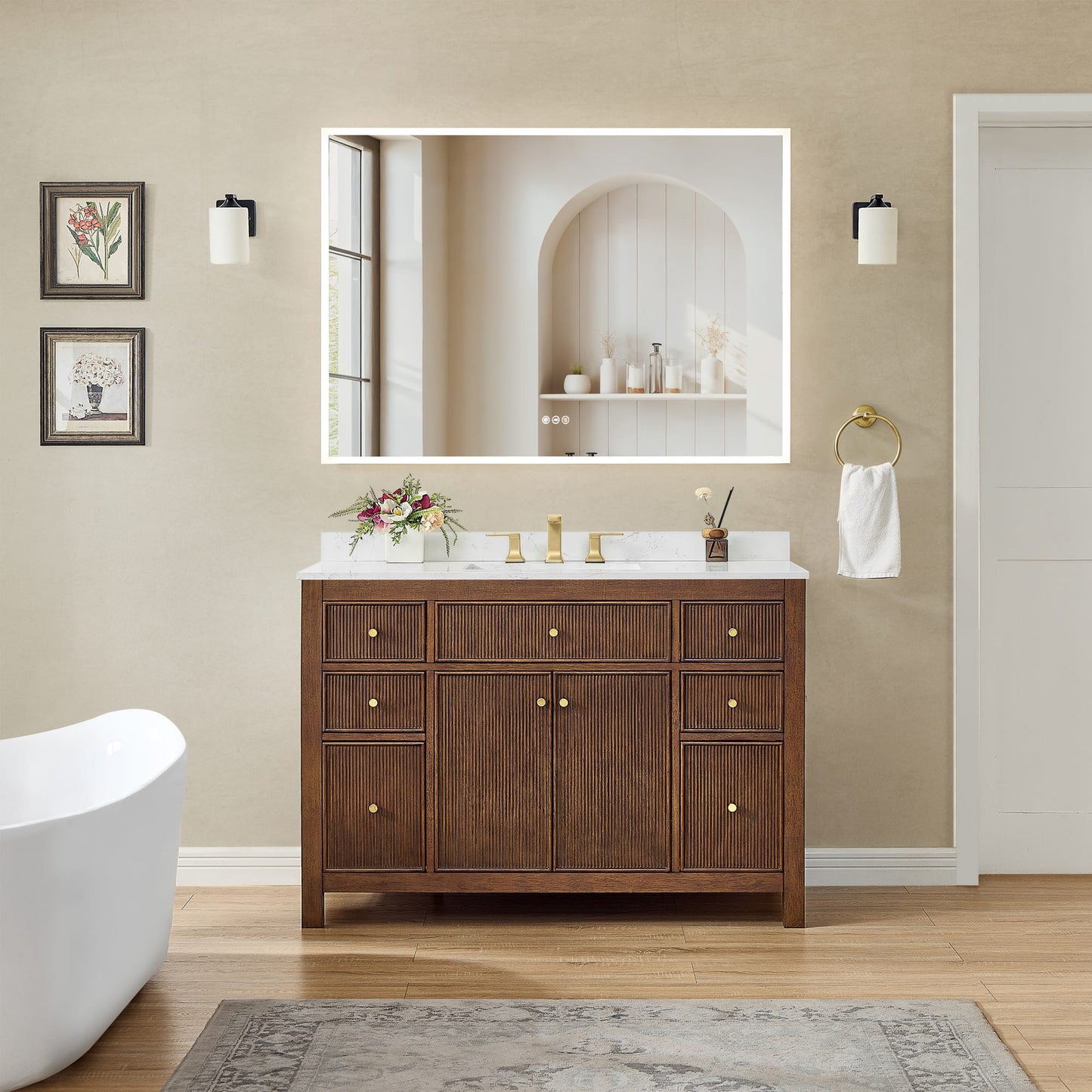 Pendry Bathroom Vanity with Countertop 48 inch Single Sink 3-hole Faucet Setup
