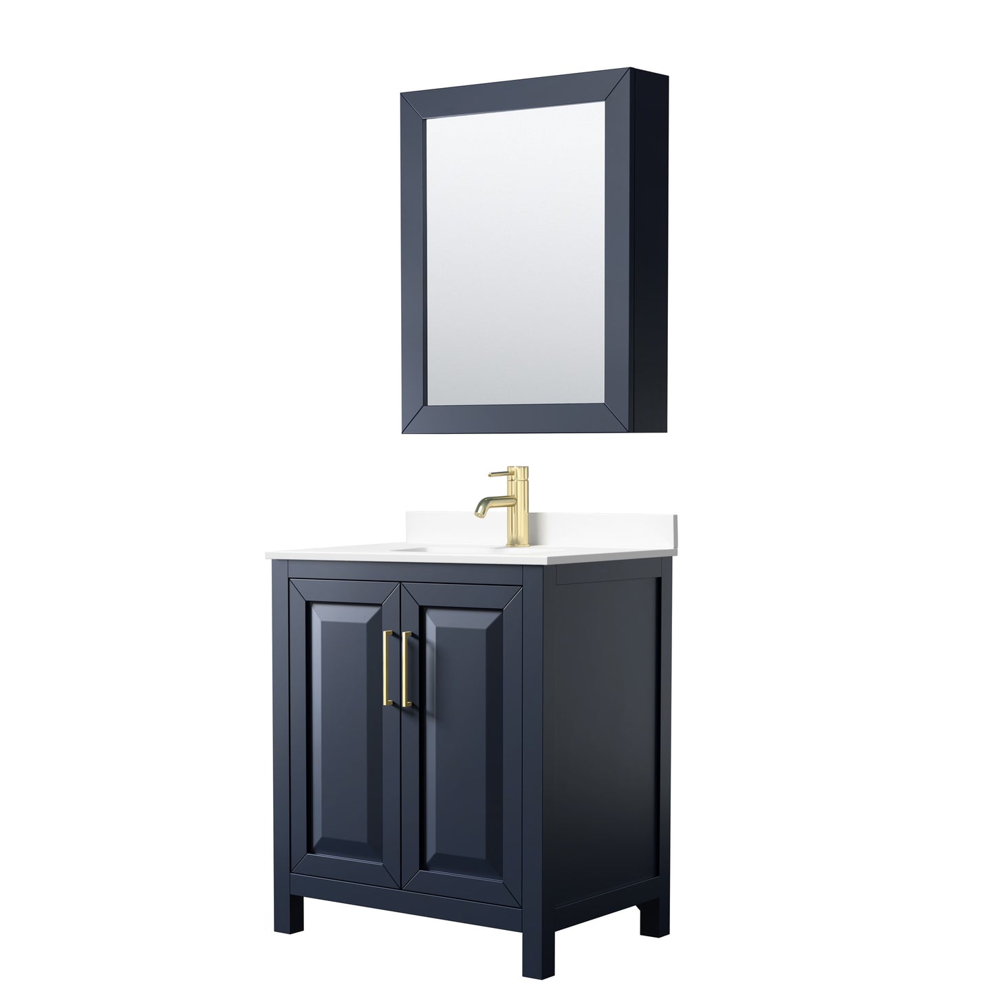 Daria Bathroom Vanity with Countertop 30 inch Single Sink Single hole Faucet Setup