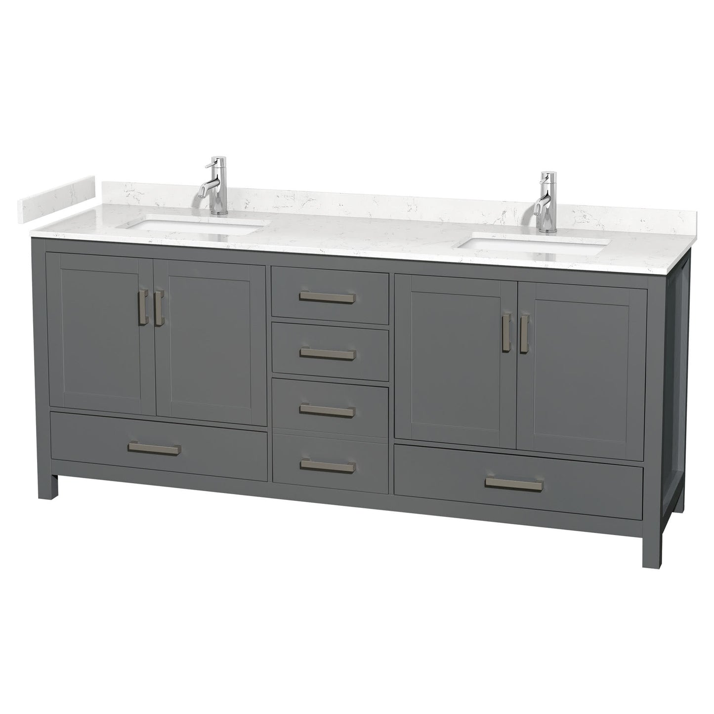 Sheffield Bathroom Vanity with Countertop 80 inch Double Sink Single hole Faucet Setup