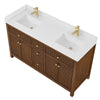 Custom image for Dark Walnut with Brushed Gold Trim / White Cultured Marble / No Mirror