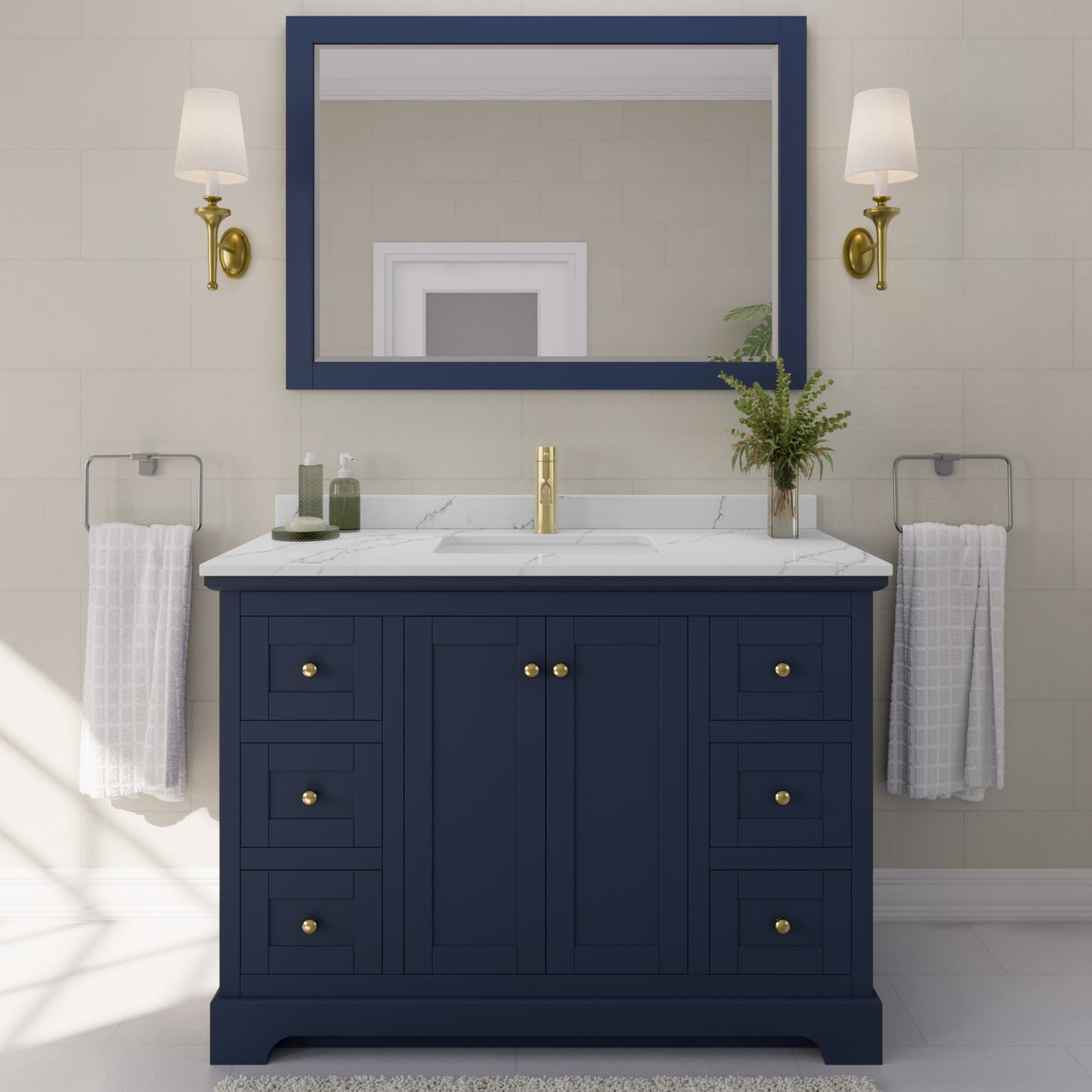 Avery Bathroom Vanity with Countertop 48 inch Single Sink Single hole Faucet Setup