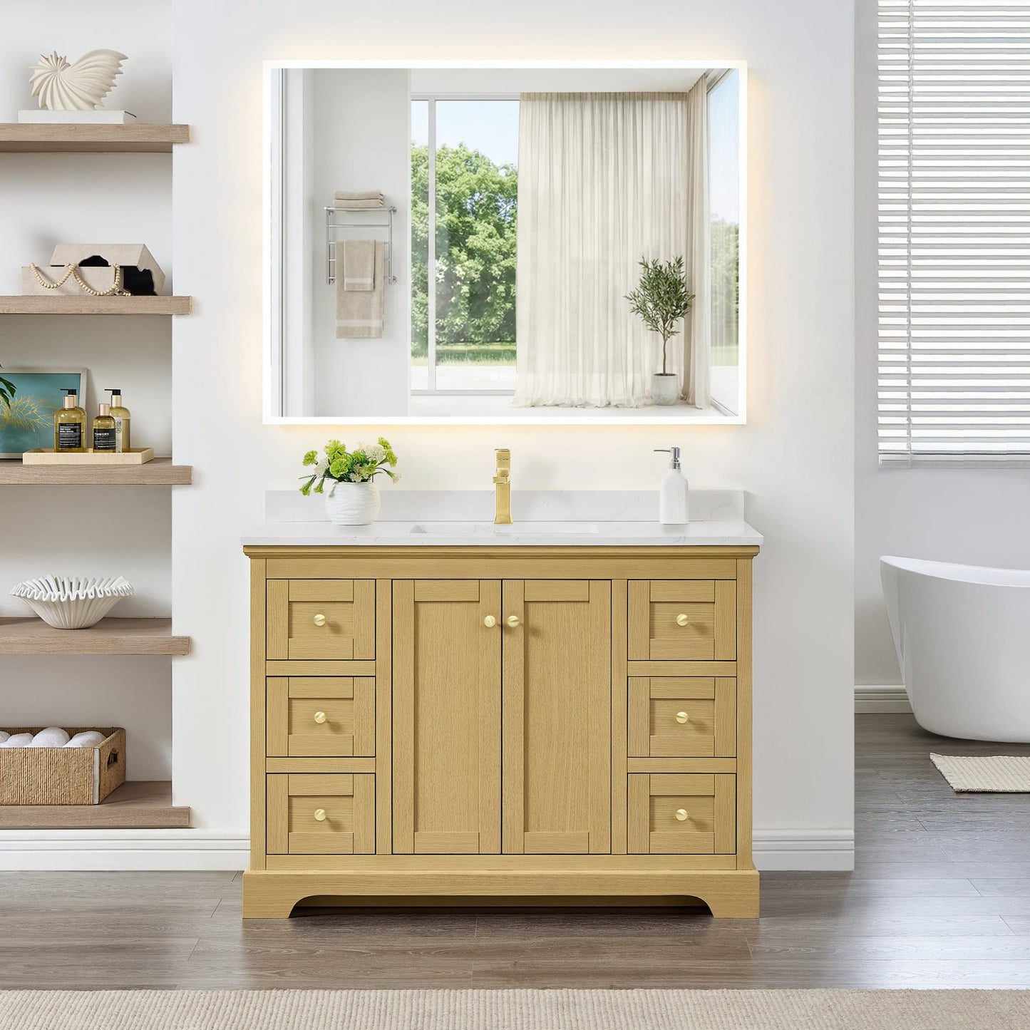 Avery Bathroom Vanity with Countertop 48 inch Single Sink Single hole Faucet Setup