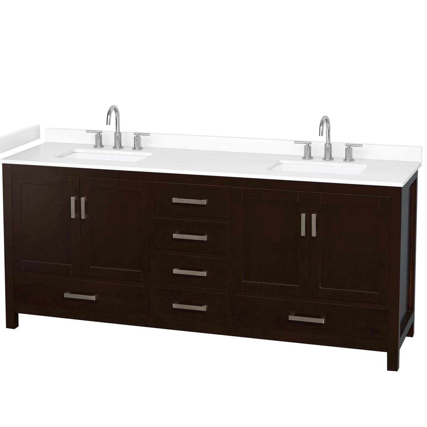 Sheffield Bathroom Vanity with Countertop 80 inch Double Sink 3-hole Faucet Setup