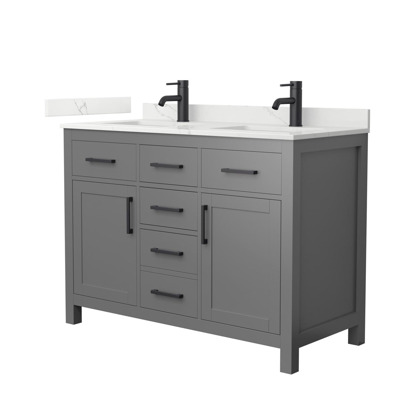 Beckett Bathroom Vanity with Countertop 48 inch Double Sink Single hole Faucet Setup