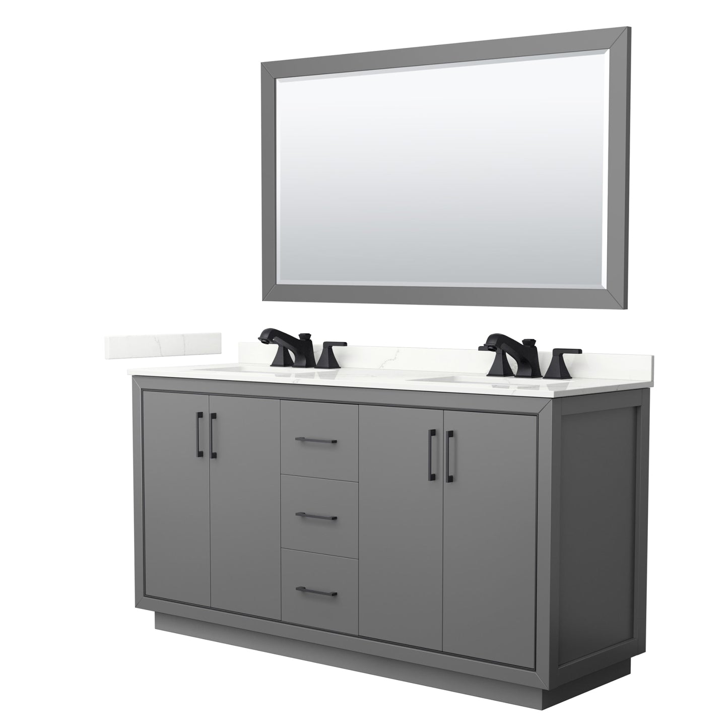 Icon Bathroom Vanity with Countertop 66 inch Double Sink 3-hole Faucet Setup