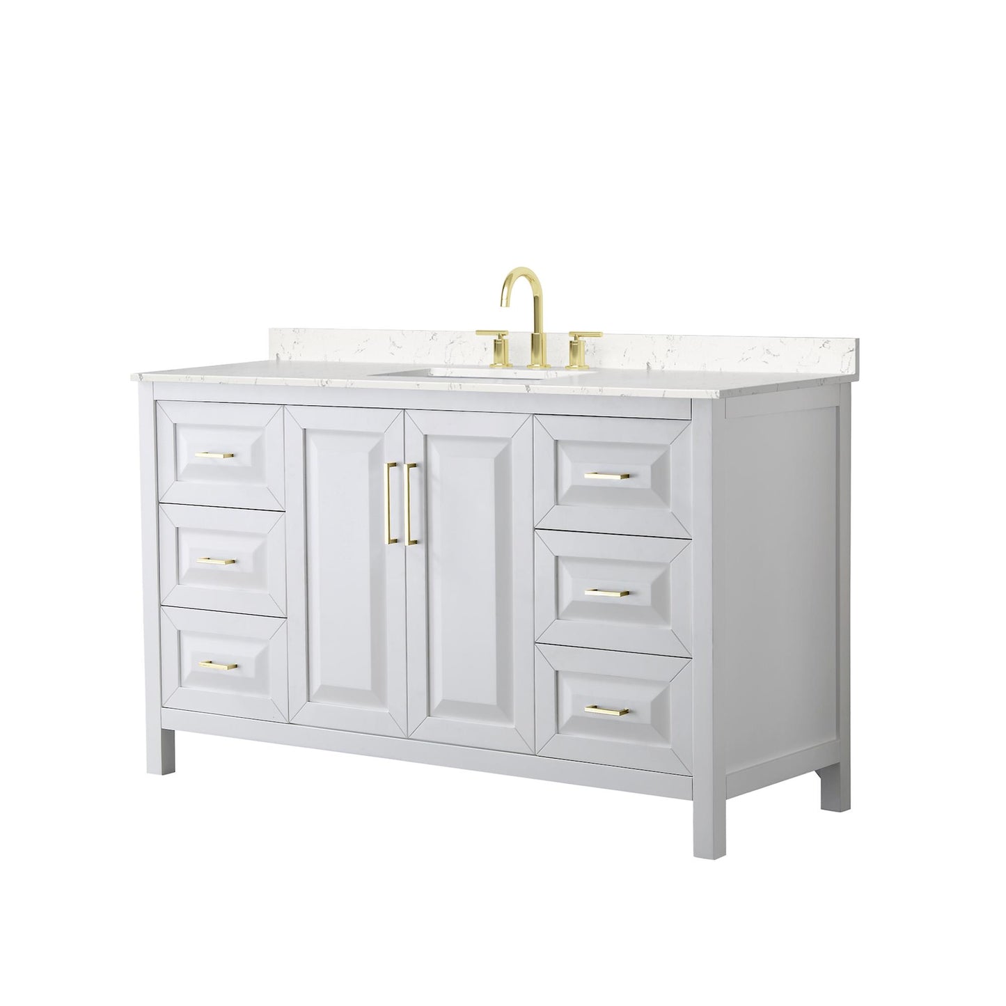 Daria Bathroom Vanity with Countertop 60 inch Single Sink 3-hole Faucet Setup