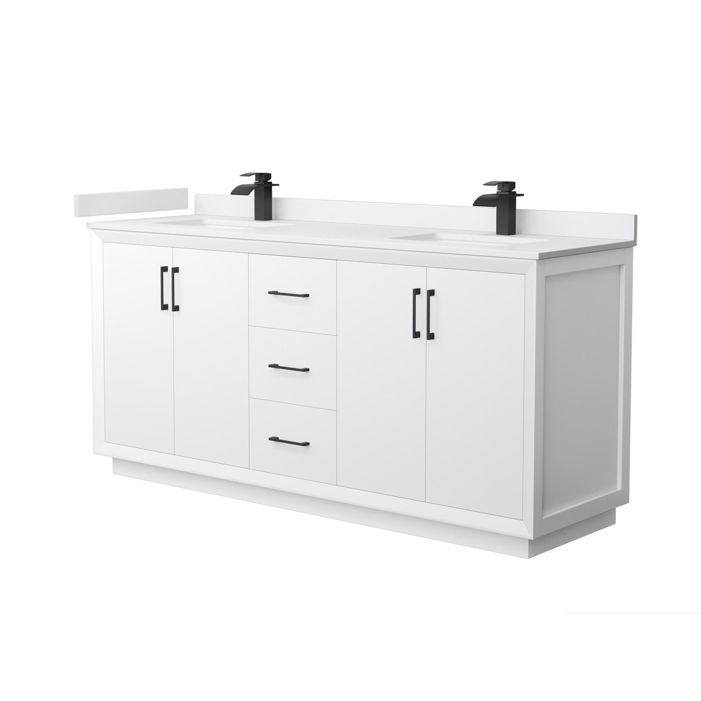 Strada Bathroom Vanity with Countertop 72 inch Double Sink Single hole Faucet Setup