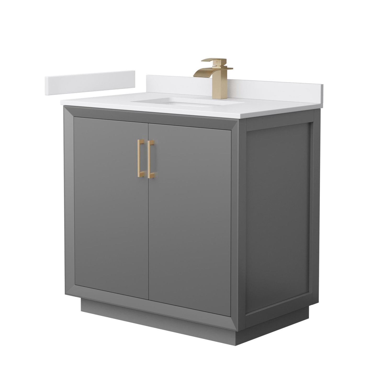 Strada Bathroom Vanity with Countertop 36 inch Single Sink Single hole Faucet Setup