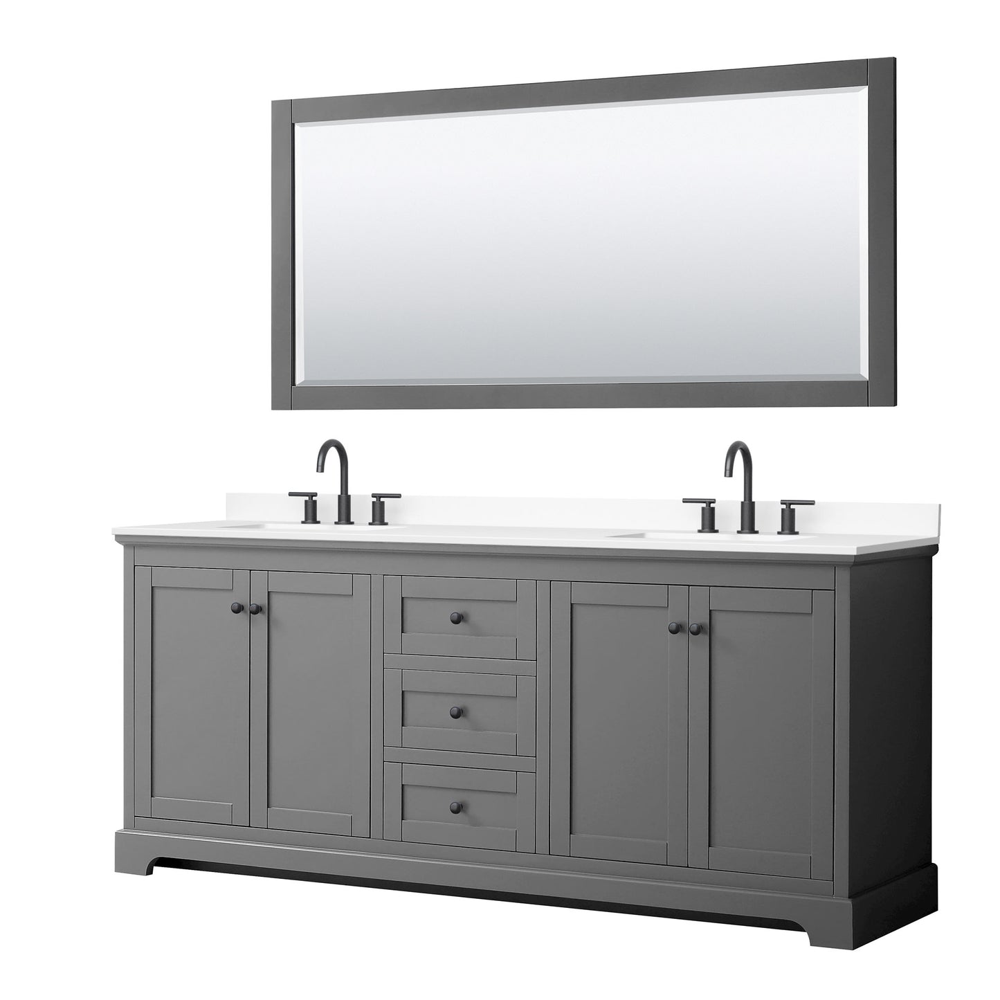 Avery Bathroom Vanity with Countertop 80 inch Double Sink 3-hole Faucet Setup
