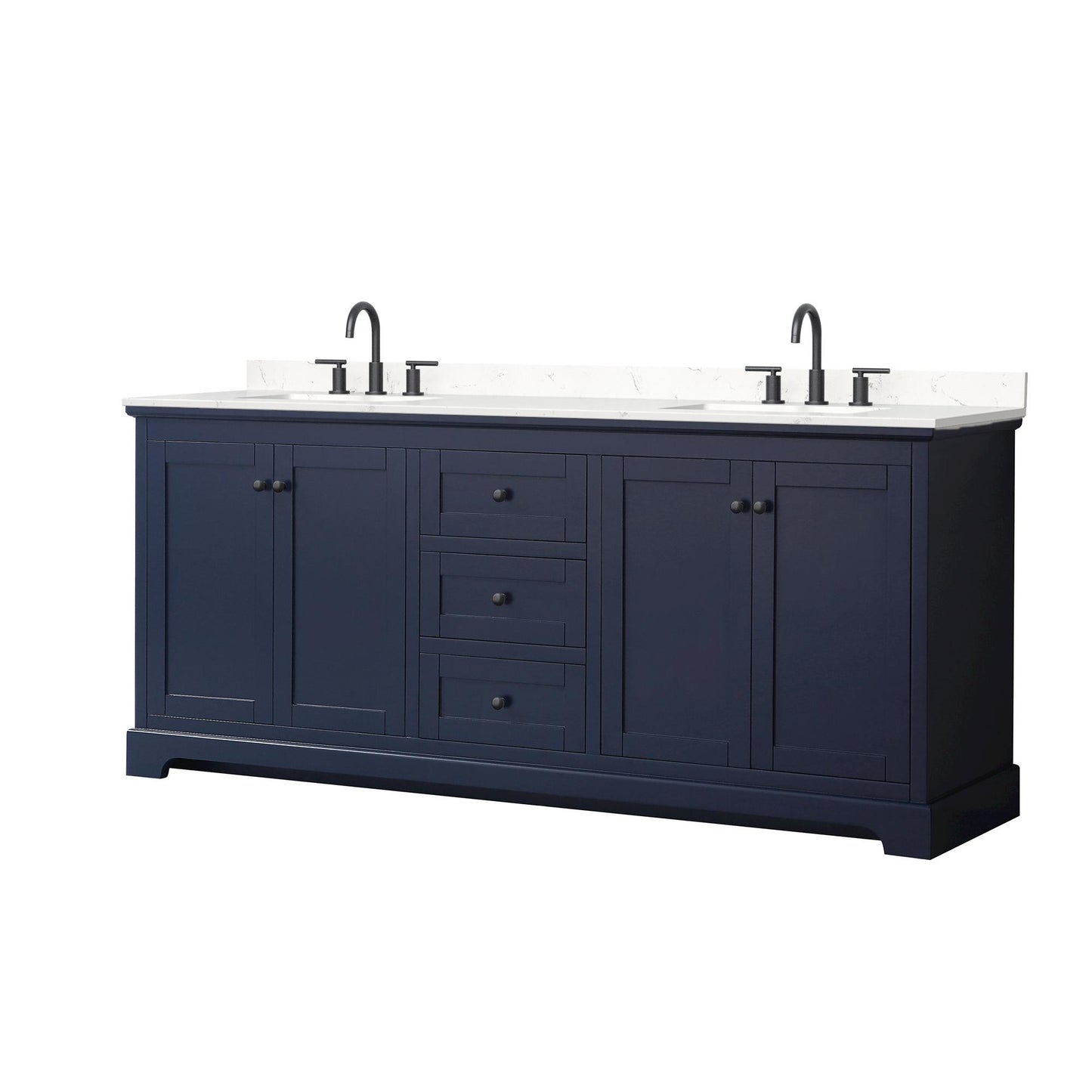 Avery Bathroom Vanity with Countertop 80 inch Double Sink 3-hole Faucet Setup
