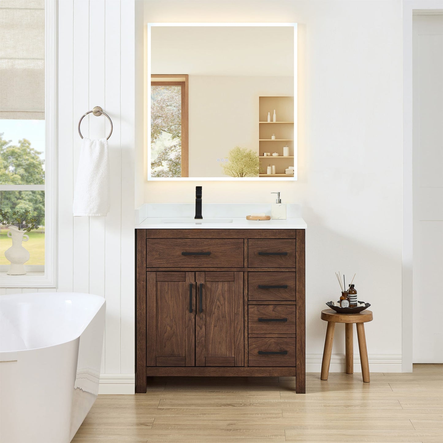 Beckett Bathroom Vanity with Countertop 36 inch Single Sink Single hole Faucet Setup