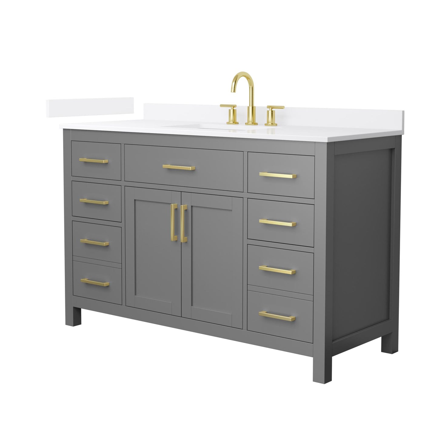 Beckett Bathroom Vanity with Countertop 54 inch Single Sink 3-hole Faucet Setup