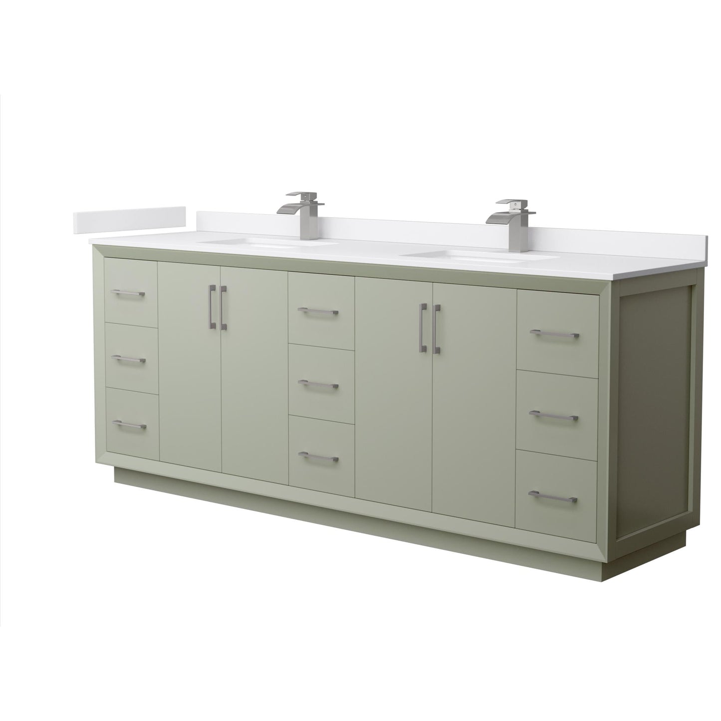 Strada Bathroom Vanity with Countertop 84 inch Double Sink Single hole Faucet Setup