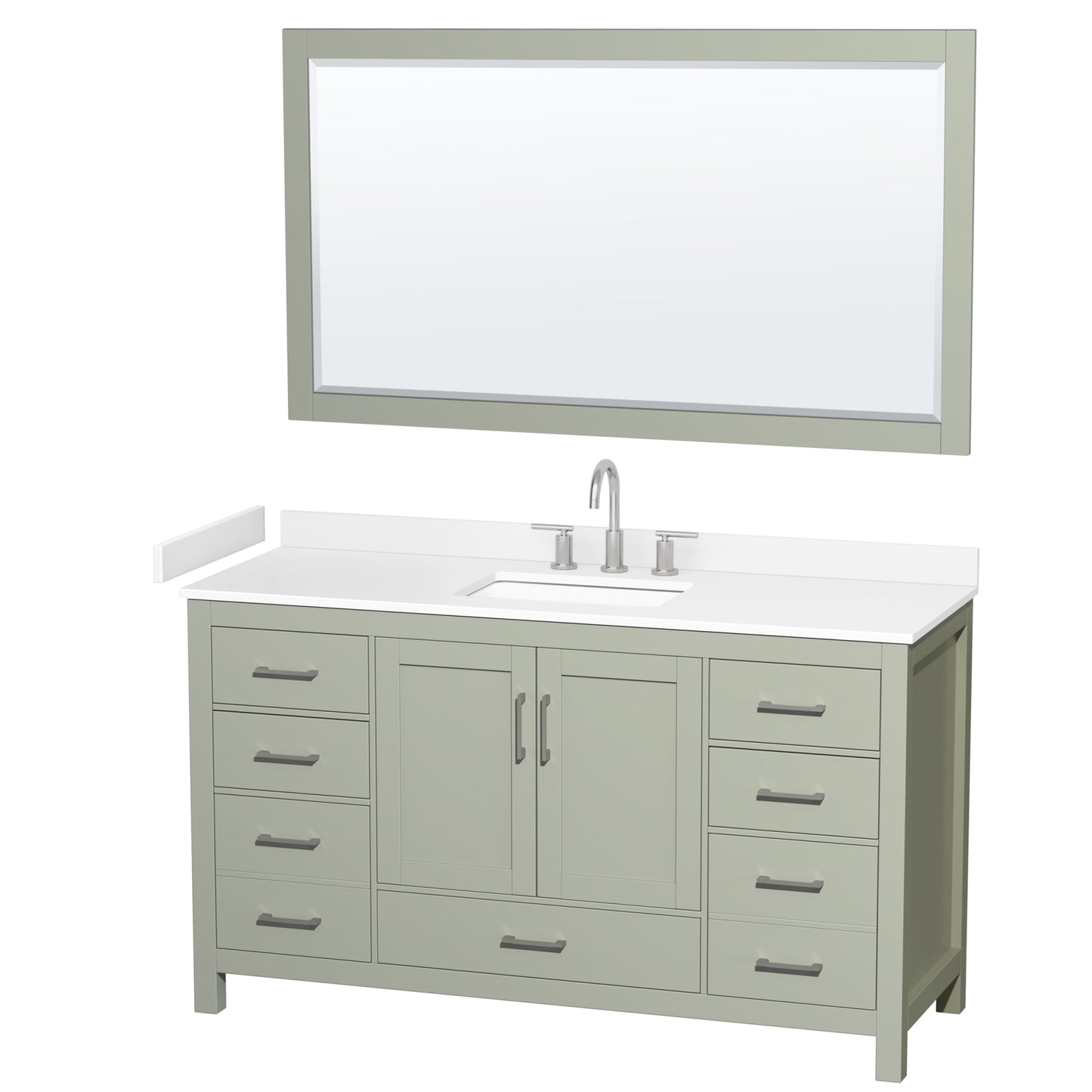 Sheffield Bathroom Vanity with Countertop 60 inch Single Sink 3-hole Faucet Setup