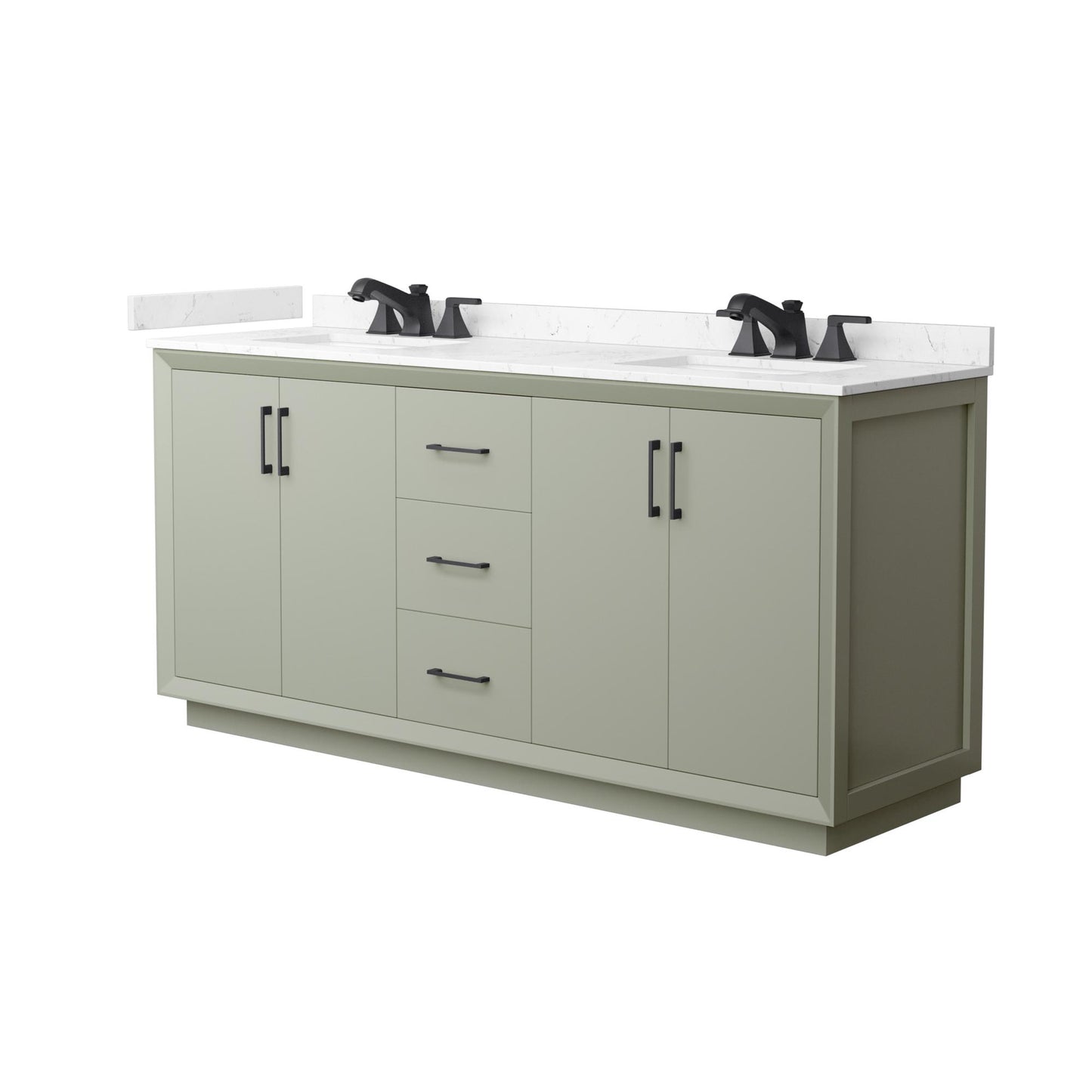 Strada Bathroom Vanity with Countertop 72 inch Double Sink 3-hole Faucet Setup