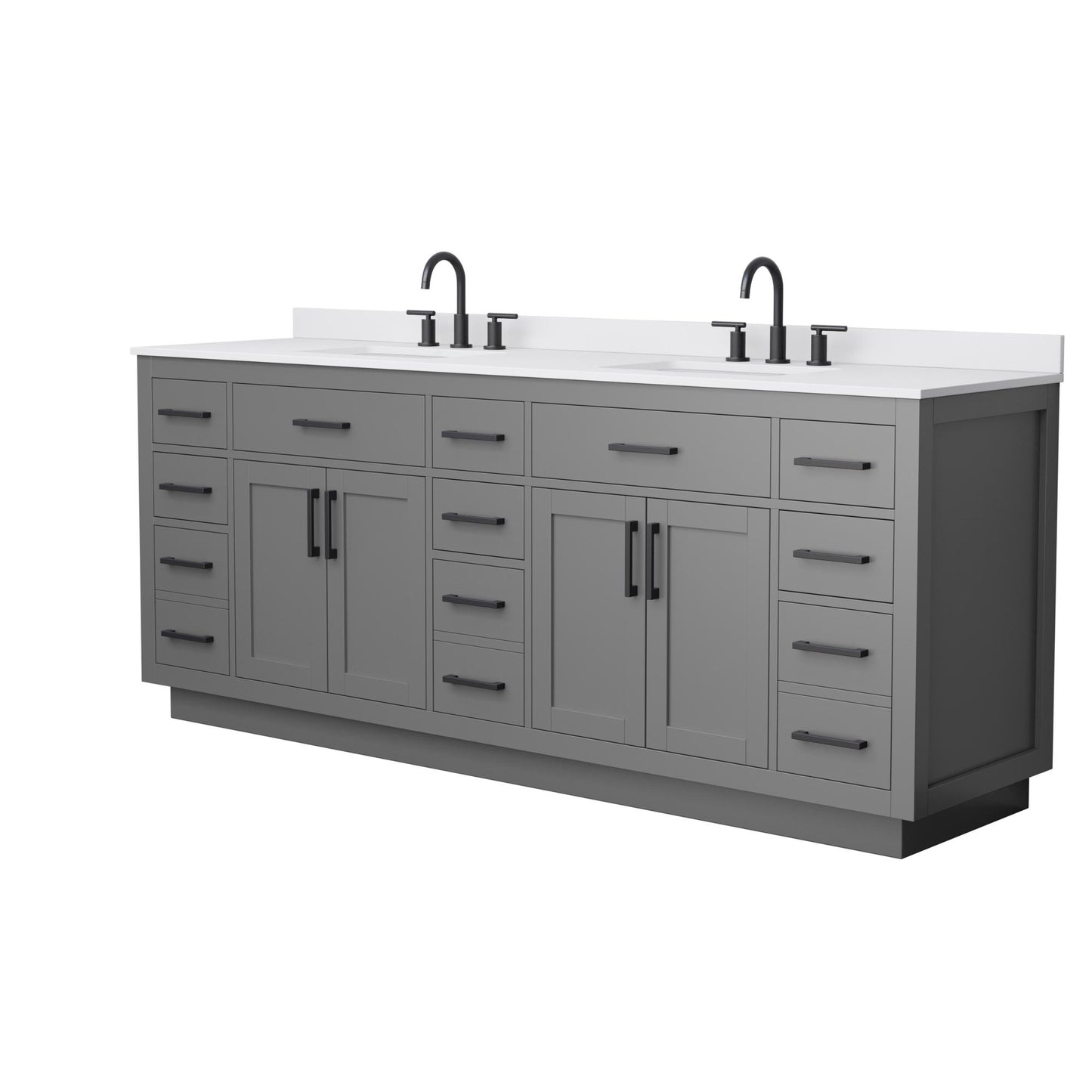 Beckett TK Bathroom Vanity with Countertop 84 inch Double Sink 3-hole Faucet Setup