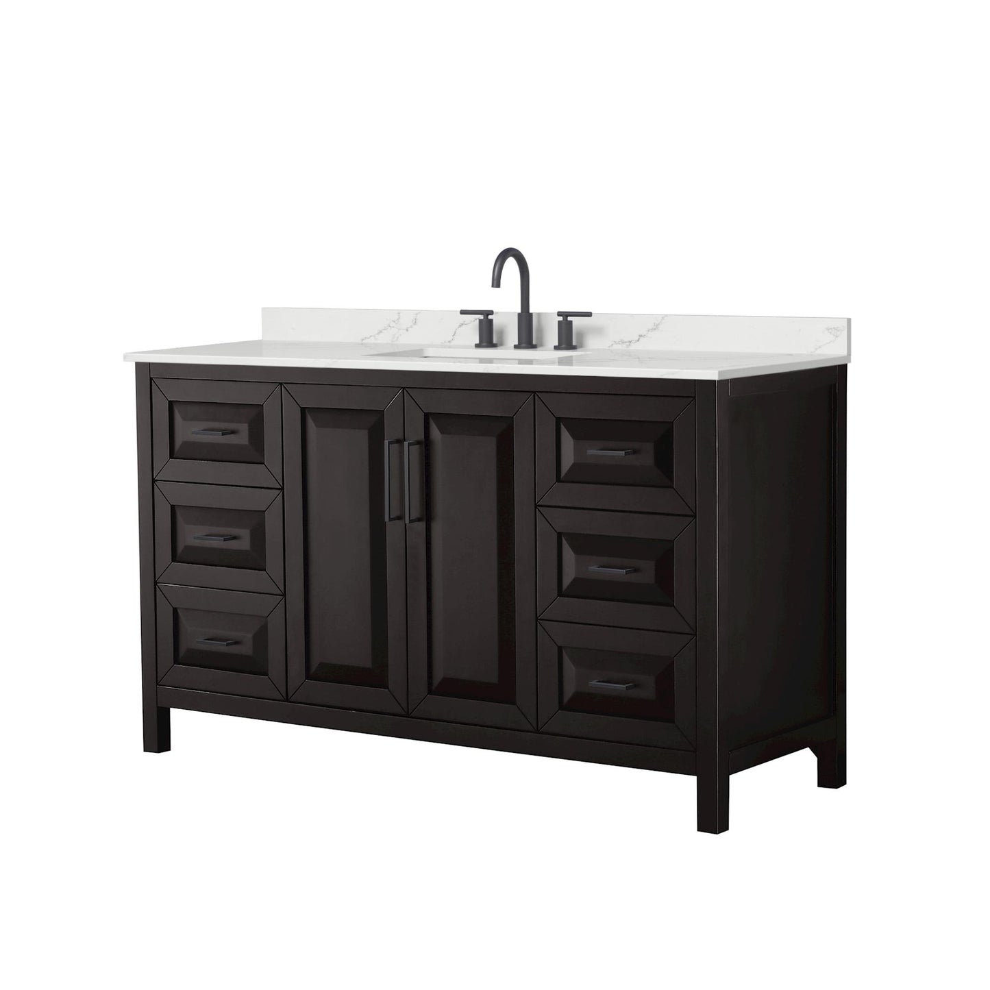 Daria Bathroom Vanity with Countertop 60 inch Single Sink 3-hole Faucet Setup