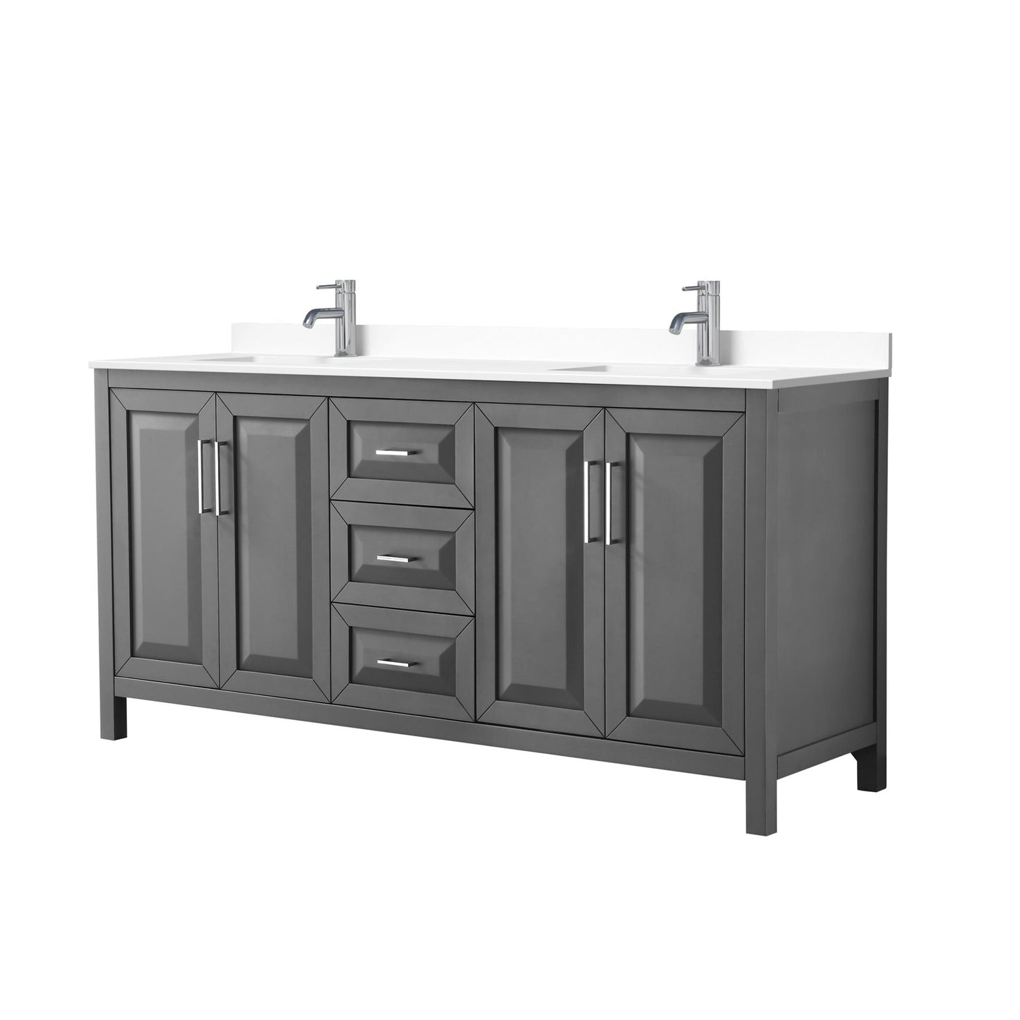 Daria Bathroom Vanity with Countertop 72 inch Double Sink Single hole Faucet Setup