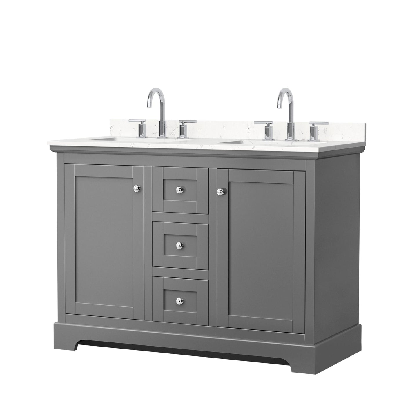 Avery Bathroom Vanity with Countertop 48 inch Double Sink 3-hole Faucet Setup