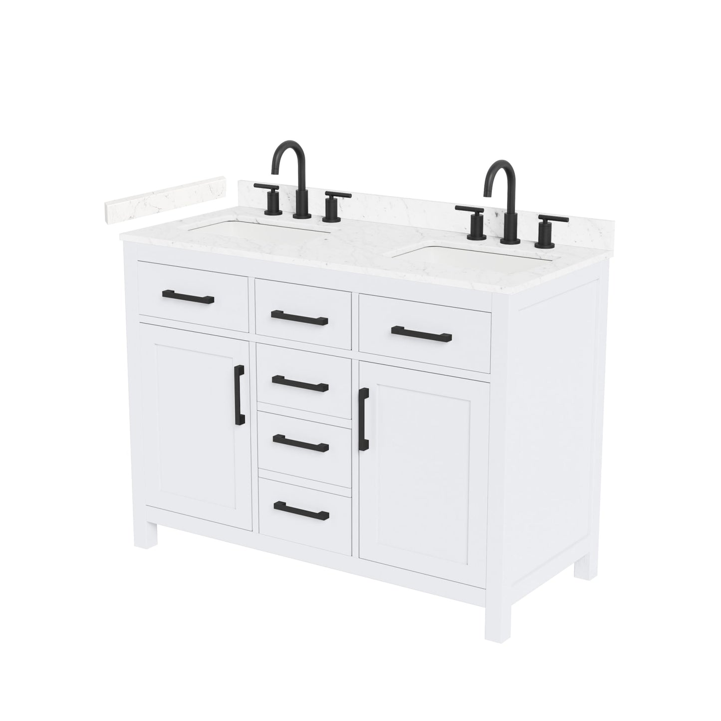 Beckett Bathroom Vanity with Countertop 48 inch Double Sink 3-hole Faucet Setup