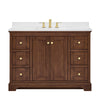 Custom image for Dark Walnut with Brushed Gold Trim / White Cultured Marble / No Mirror