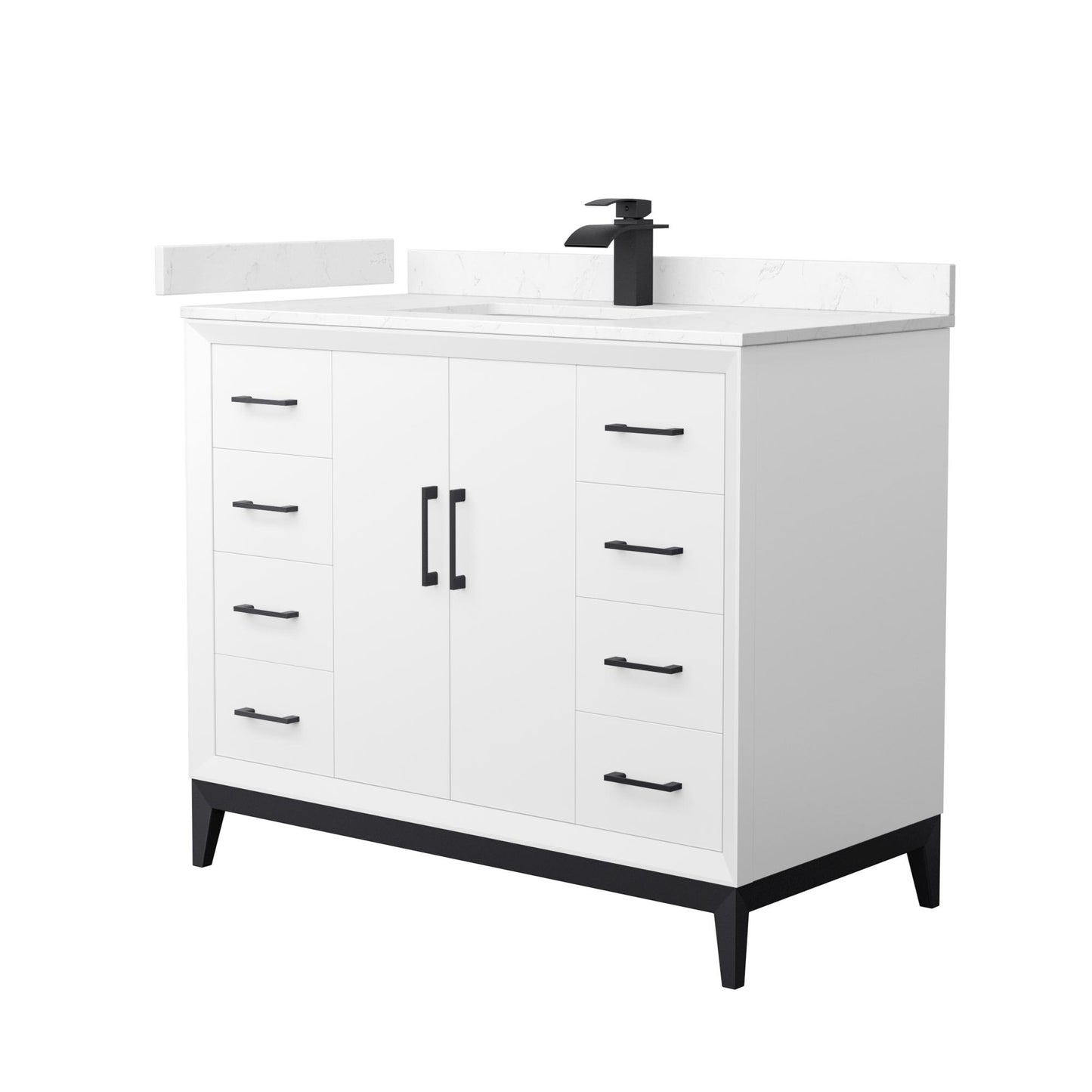 Amici Bathroom Vanity with Countertop 42 inch Single Sink Single hole Faucet Setup
