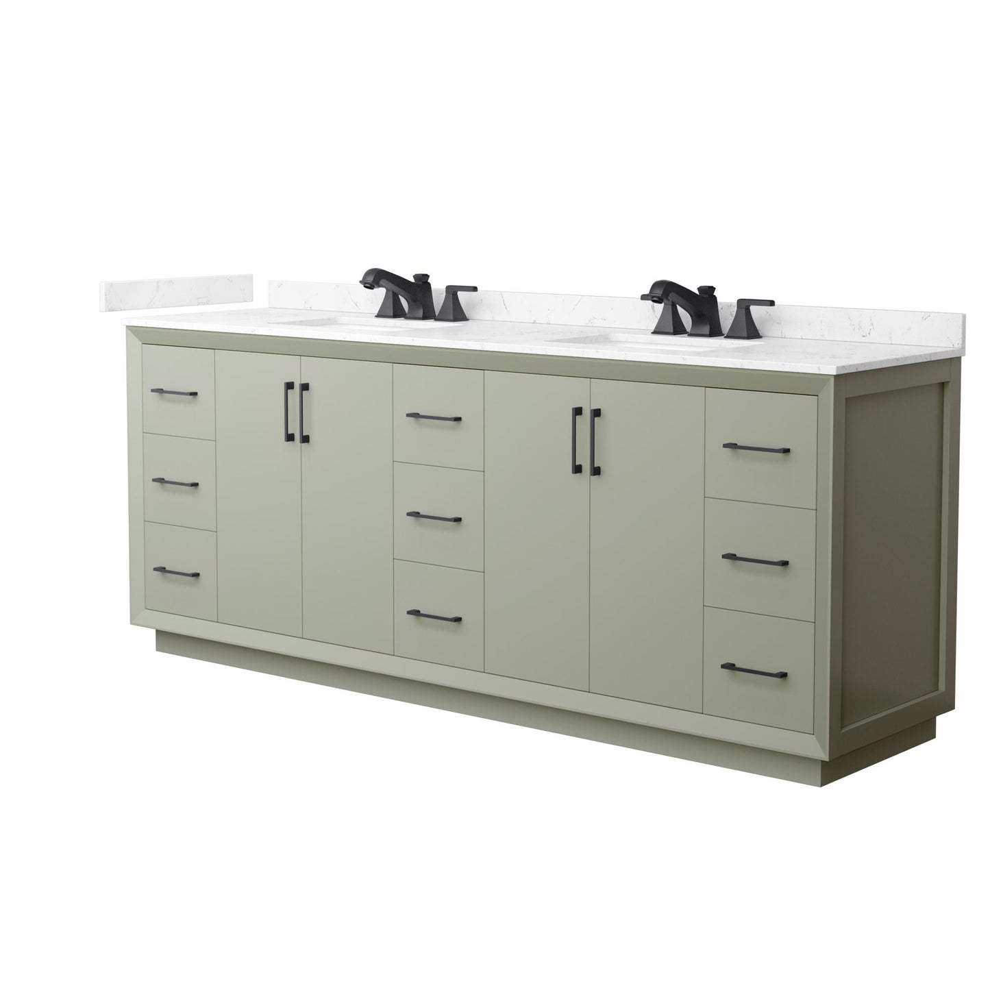 Strada Bathroom Vanity with Countertop 84 inch Double Sink 3-hole Faucet Setup