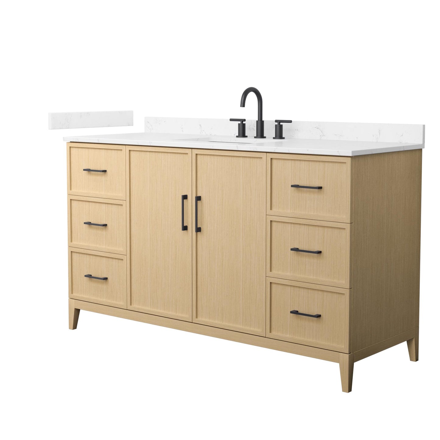 Elan Bathroom Vanity with Countertop 60 inch Single Sink 3-hole Faucet Setup