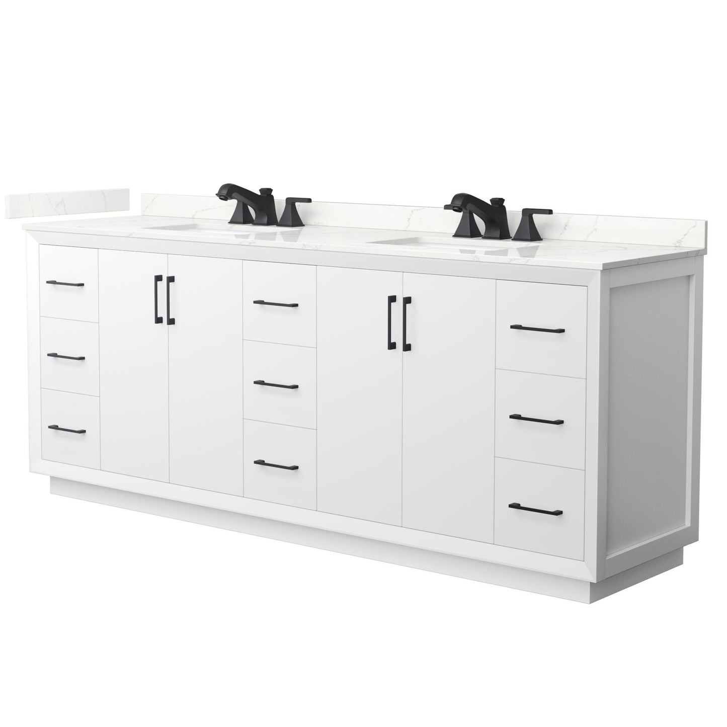 Strada Bathroom Vanity with Countertop 84 inch Double Sink 3-hole Faucet Setup