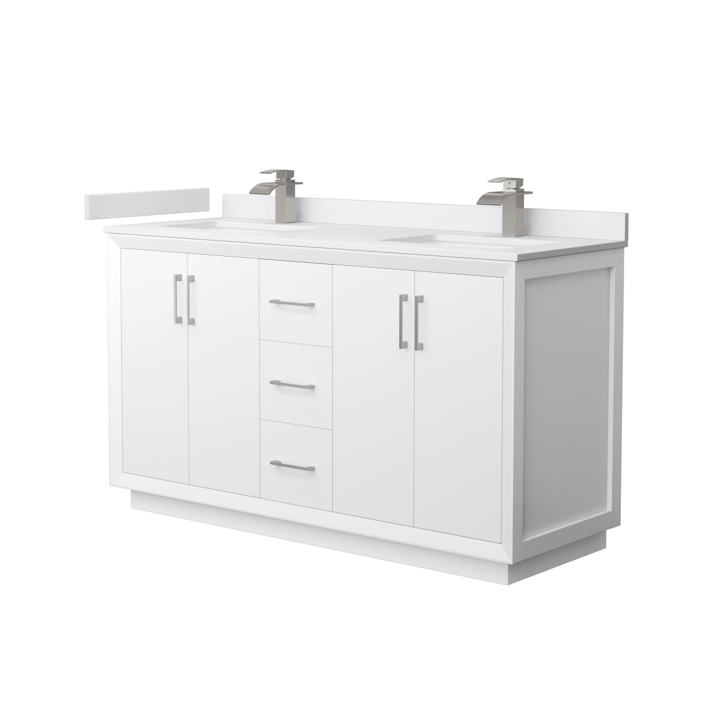 Strada Bathroom Vanity with Countertop 60 inch Double Sink Single hole Faucet Setup