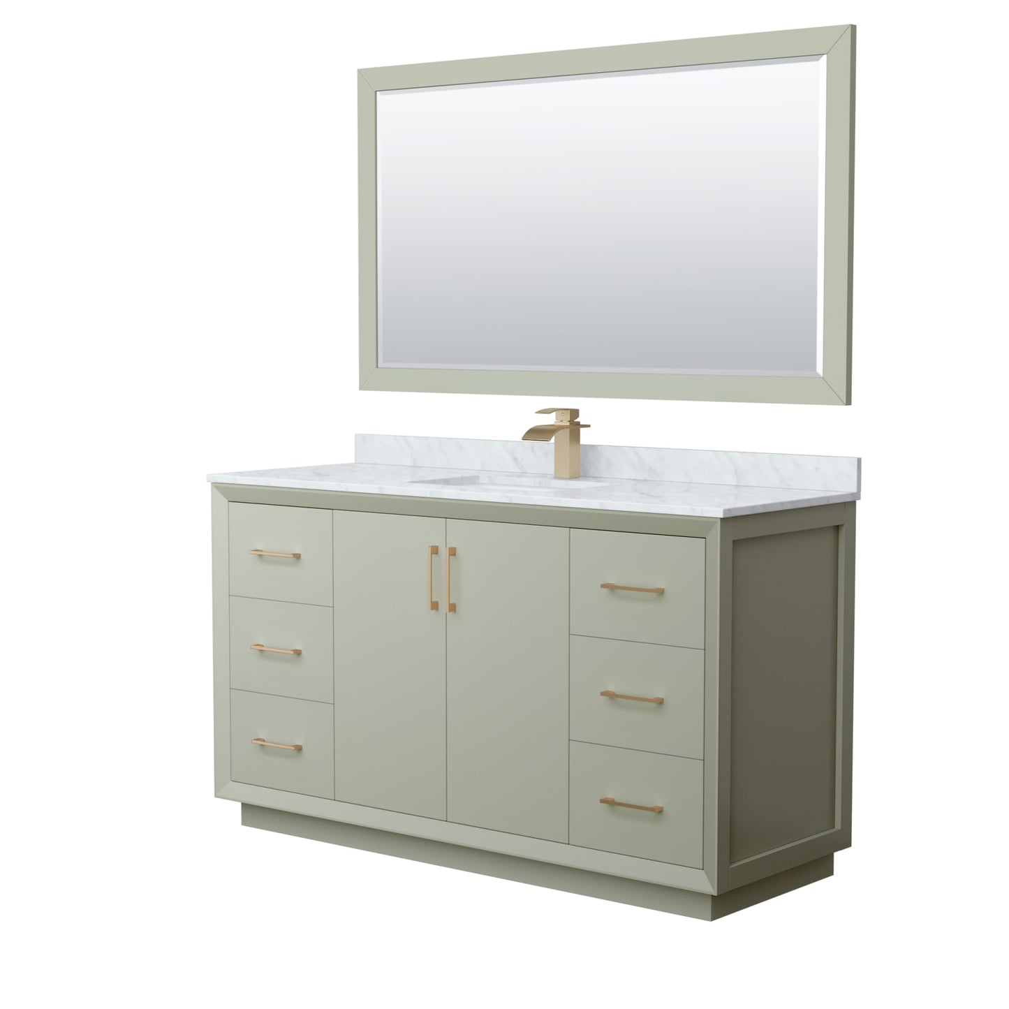 Strada Bathroom Vanity with Countertop 60 inch Single Sink Single hole Faucet Setup