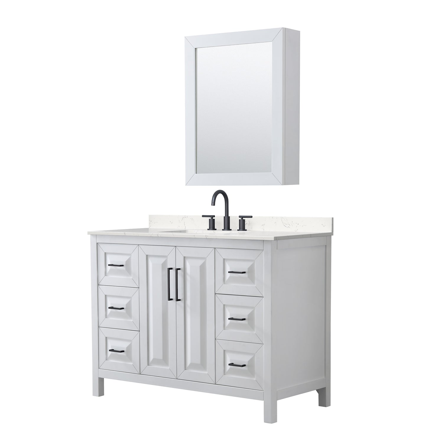 Daria Bathroom Vanity with Countertop 48 inch Single Sink 3-hole Faucet Setup