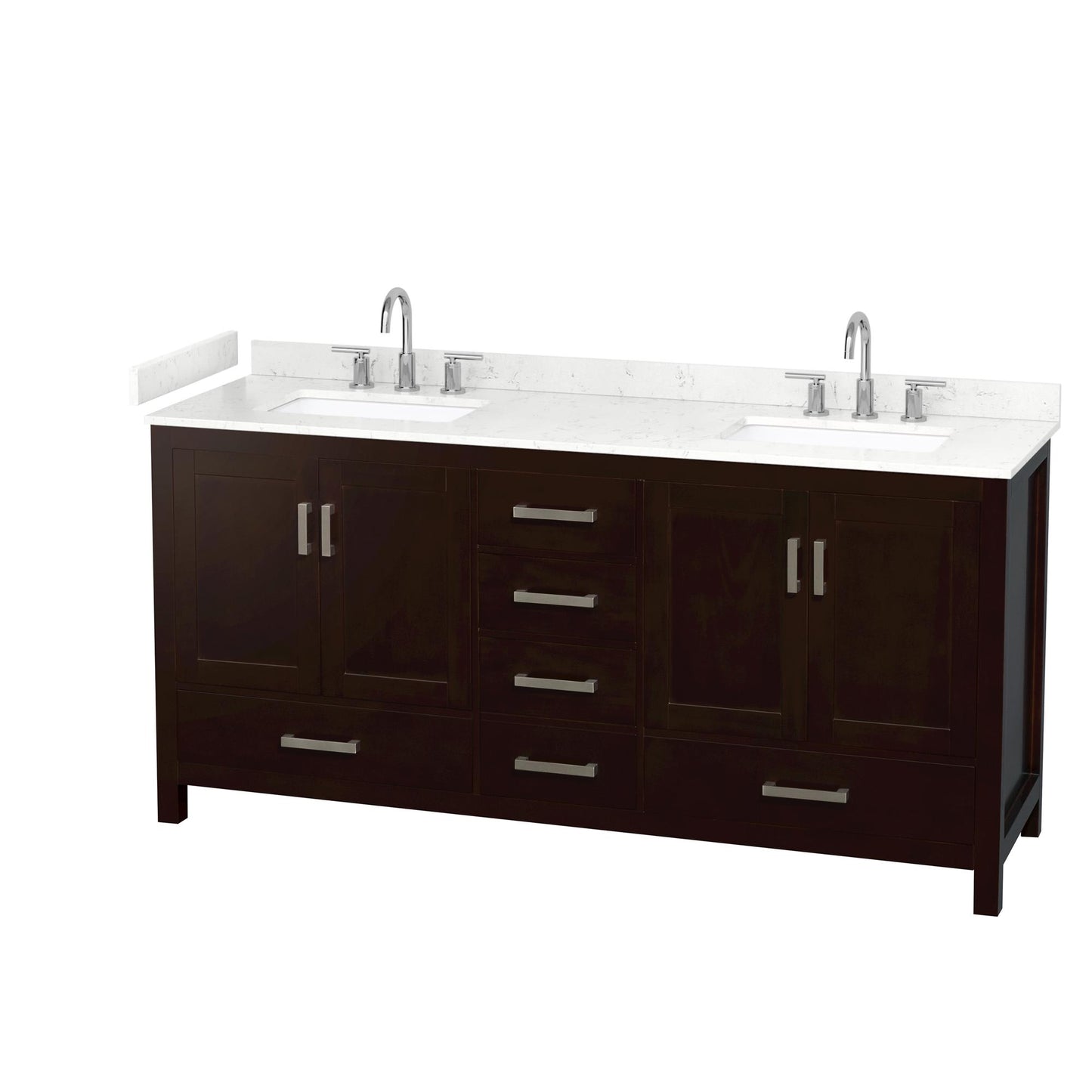 Sheffield Bathroom Vanity with Countertop 72 inch Double Sink 3-hole Faucet Setup