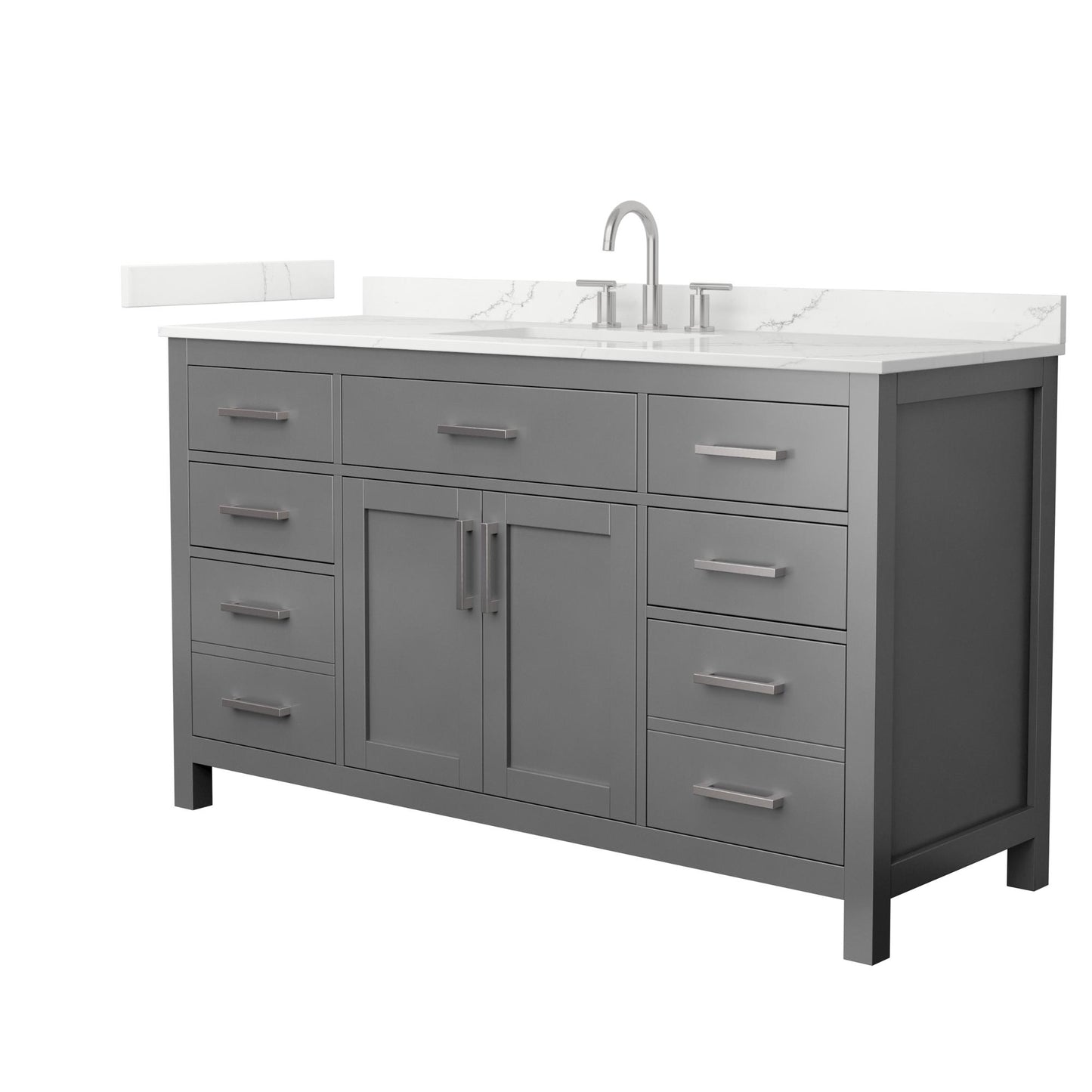 Beckett Bathroom Vanity with Countertop 60 inch Single Sink 3-hole Faucet Setup