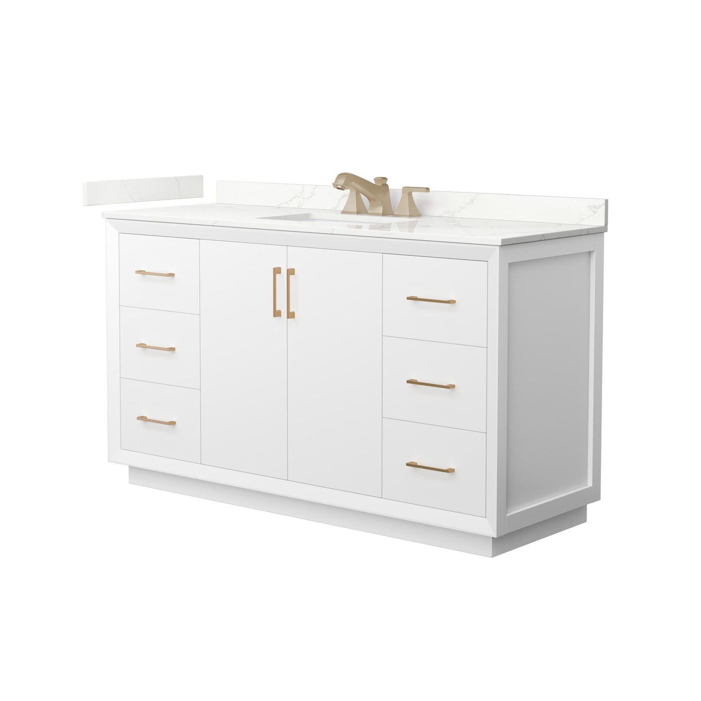 Strada Bathroom Vanity with Countertop 60 inch Single Sink 3-hole Faucet Setup