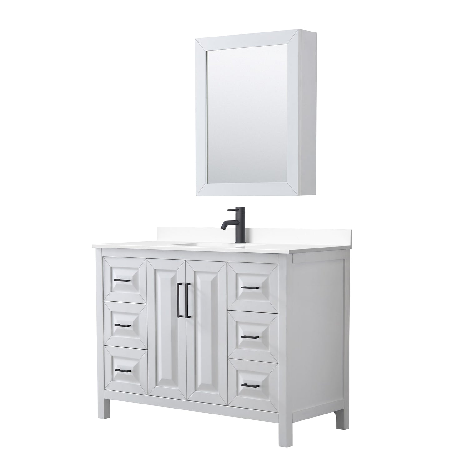 Daria Bathroom Vanity with Countertop 48 inch Single Sink Single hole Faucet Setup